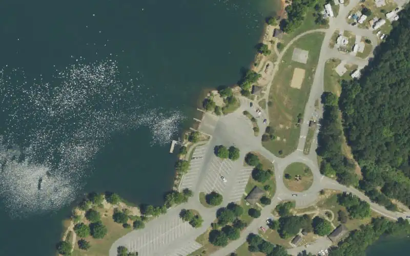 Aerial photo of the area around Paintsville Lake State Park Ramp, Johnson County
