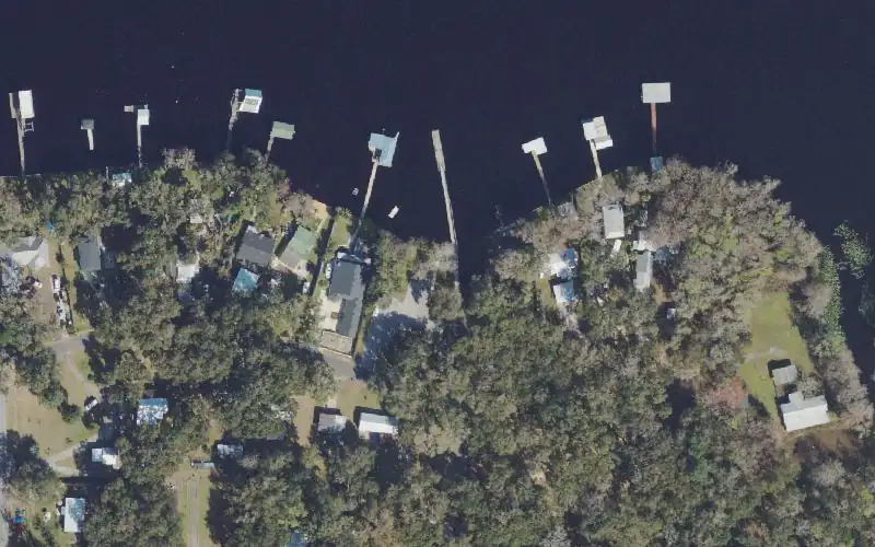 Aerial photo of the area around Palmo Cove Public Boat Ramp, St. Johns County