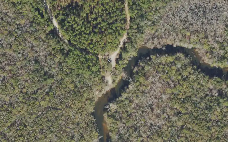 Aerial photo of the area around Parkerville Boat Ramp (Small Boats Only), Santa Rosa County