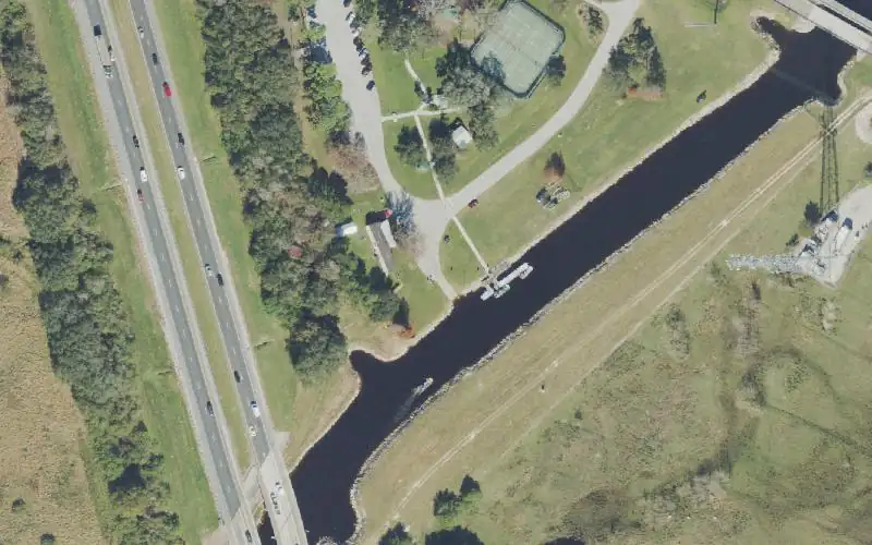 Aerial photo of the area around Partin Triangle Neighborhood Park, Osceola County