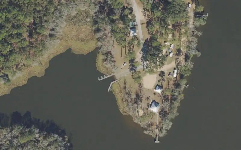 Aerial photo of the area around Pat Thomas Park (aka. Hopkins Landing), Gadsden County