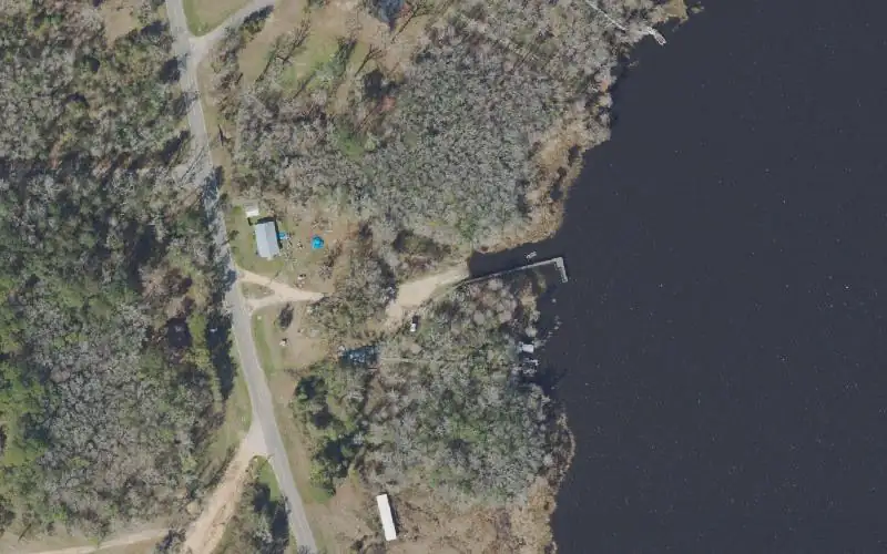 Aerial photo of the area around Pate Pond Public Boat Ramp (Tobe Russ Dock), Washington County