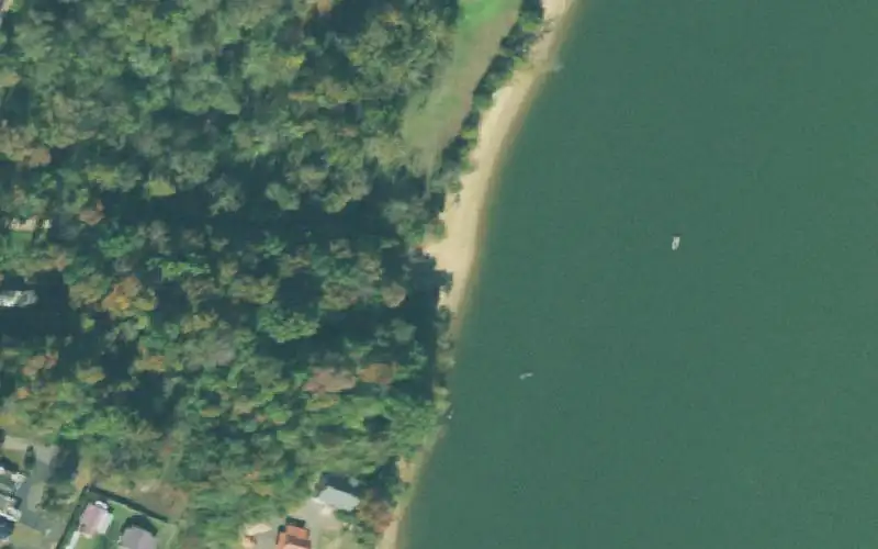 Aerial photo of the area around Perkins Bluff, Hardin County