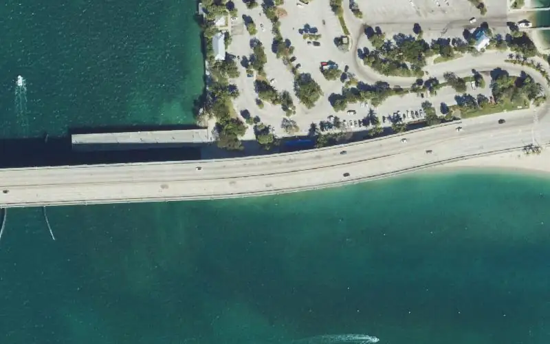 Aerial photo of the area around Phil Foster Park Paddlecraft Launch Beach, Palm Beach County
