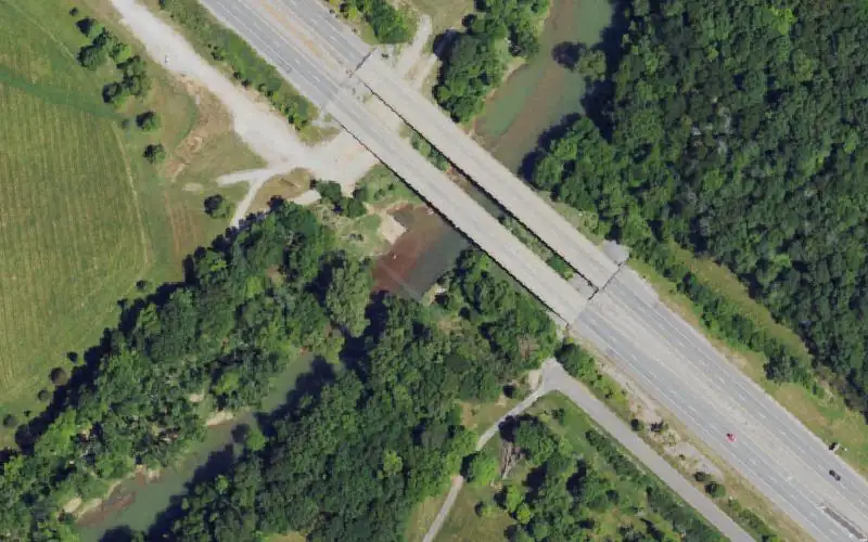 Aerial photo of the area around Phill Moore Park, Warren County