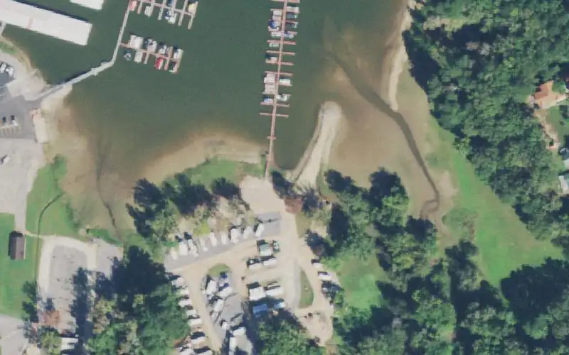 Aerial photo of the area around Pine Point Resort, Henry County