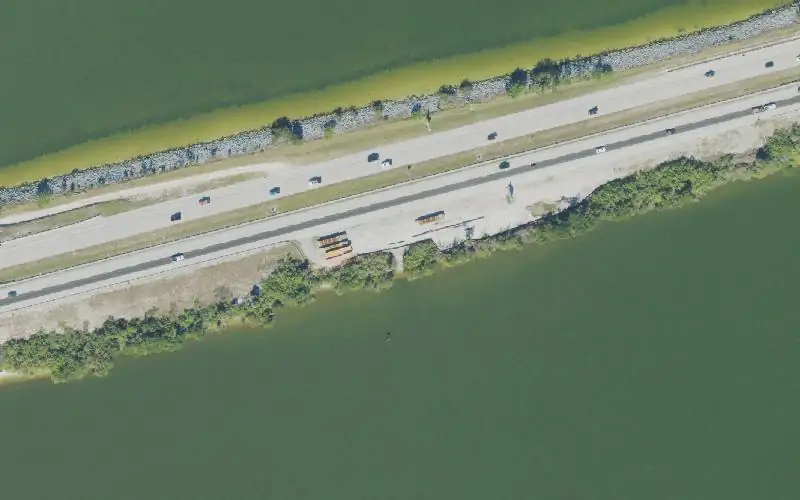 Aerial photo of the area around Pineda Causeway Primitive Ramp On Banana River, Brevard County
