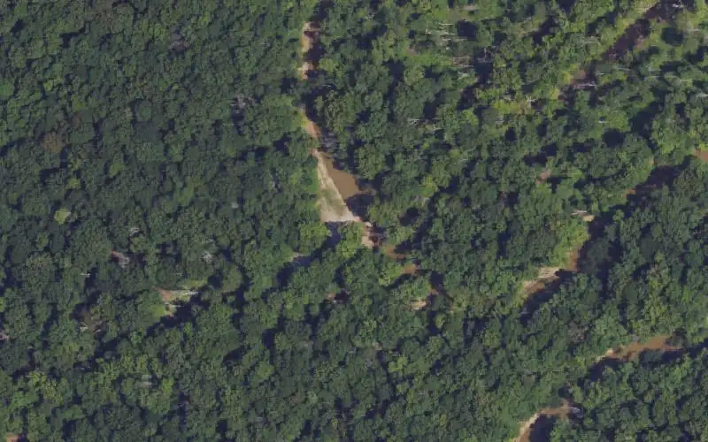Aerial photo of the area around Pond River Ramp, Muhlenberg County