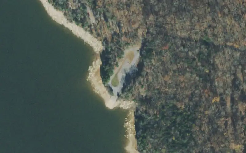 Aerial photo of the area around Poole's Knob Campground, Rutherford County