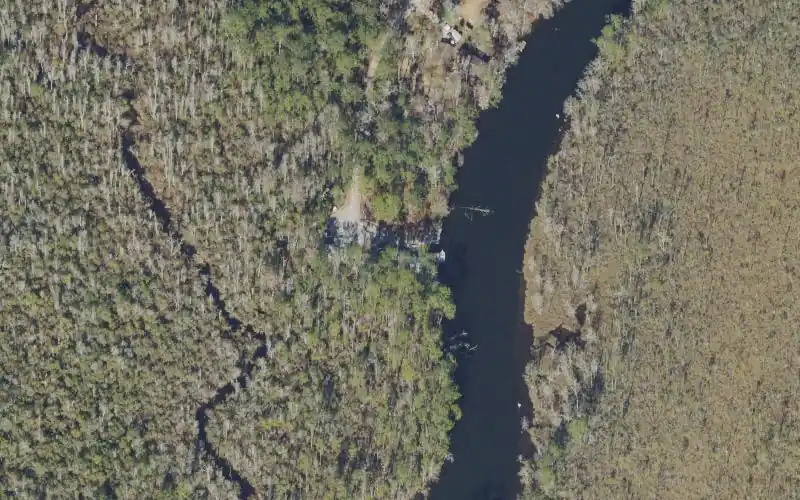 Aerial photo of the area around Portland Park Public Boat Launch, Walton County