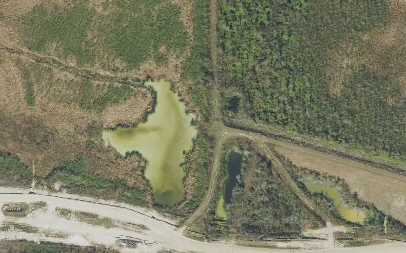 Aerial photo of the area around PotashCorp - White Springs Wildlife Management Area - Pond 8B South Duck Boat Launch, Hamilton County