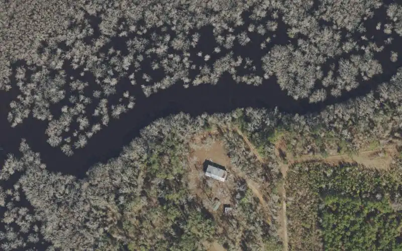 Aerial photo of the area around Potts Camp, Liberty County