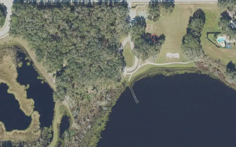 Aerial photo of the area around Prairie Lake Park Non-Motorized Boat Launch, Orange County