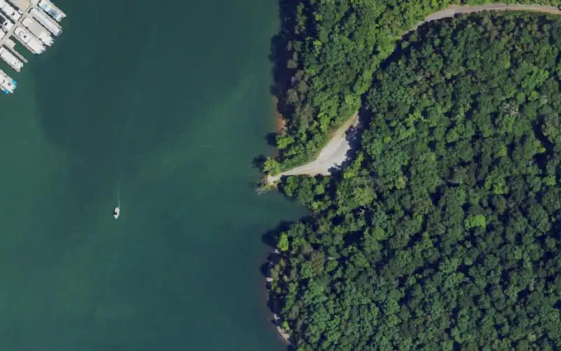 Aerial photo of the area around Puckett Branch Access, Russell County