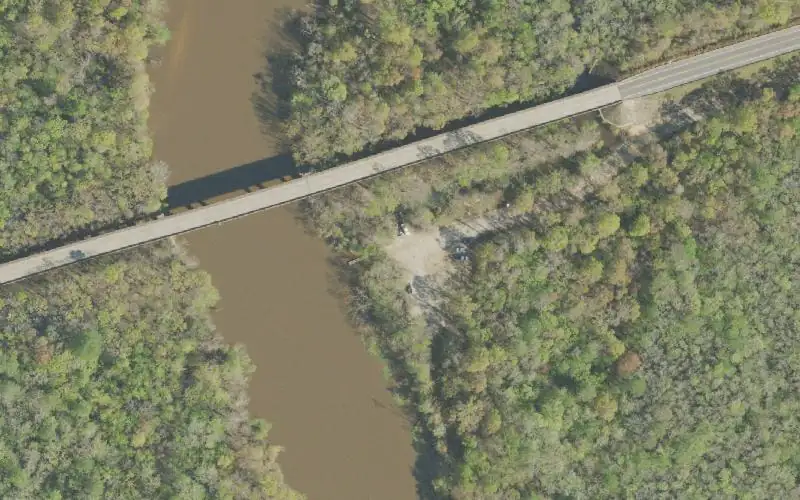 Aerial photo of the area around Quintette Landing Boat Ramp, Santa Rosa County