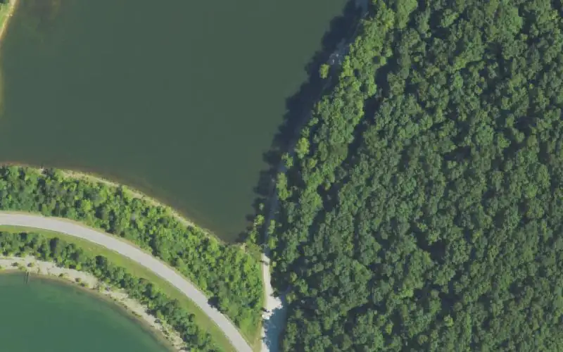 Aerial photo of the area around Ramey Creek, Rowan County