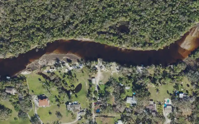Aerial photo of the area around Ray's Canoe Hideaway on the Manatee River (Small Boats/Canoes/Kayaks), Manatee County