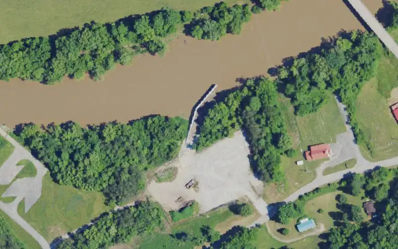Aerial photo of the area around Redbird Ramp, Whitley County