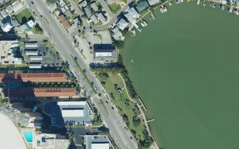 Aerial photo of the area around Redington Shores Del Bello Park Kayak Launch, Pinellas County