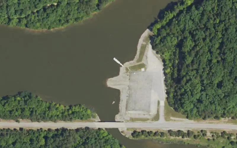 Aerial photo of the area around Rich Creek Ramp, Lawrence County