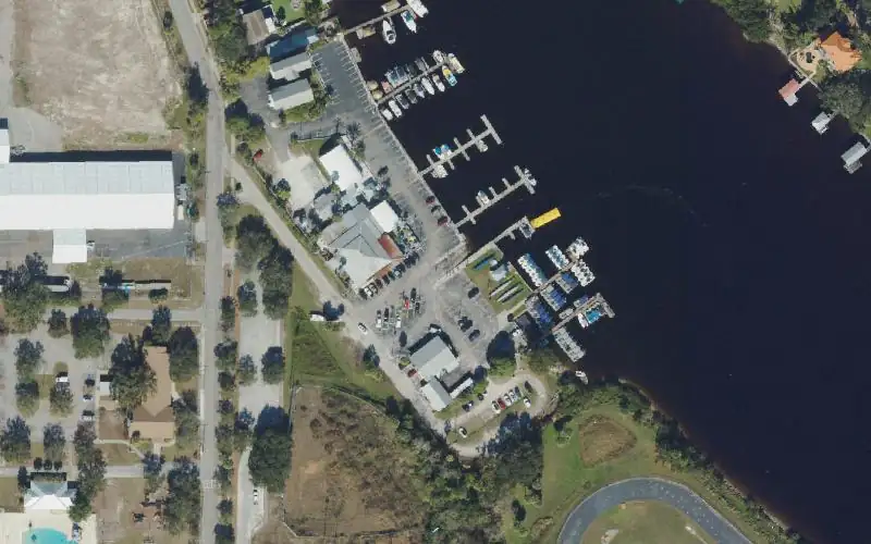 Aerial photo of the area around Rick's On The River - Marina - Bar - Grill, Hillsborough County