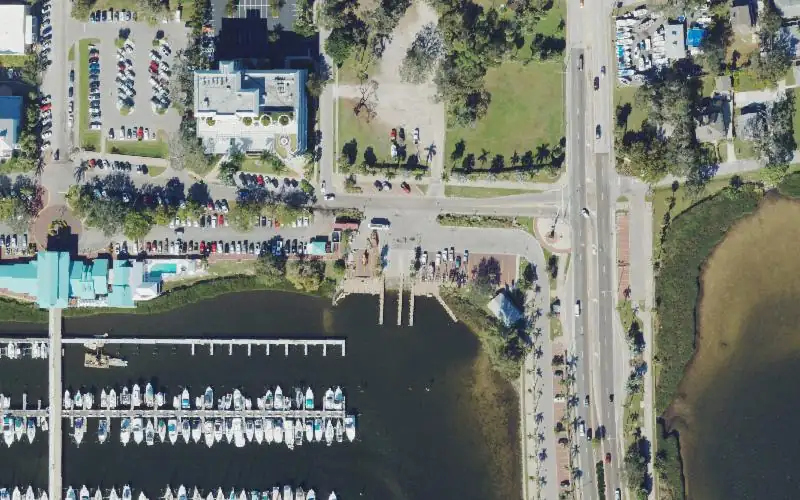 Aerial photo of the area around Riverside Park Public Boat Ramp - Palmetto (LIMITED PARKING), Manatee County
