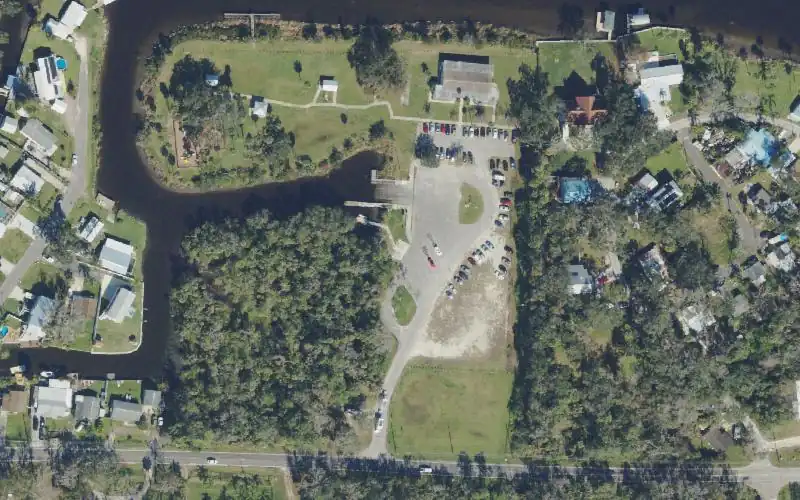 Aerial photo of the area around Riverview Park Kayak Launch Dock, Hillsborough County