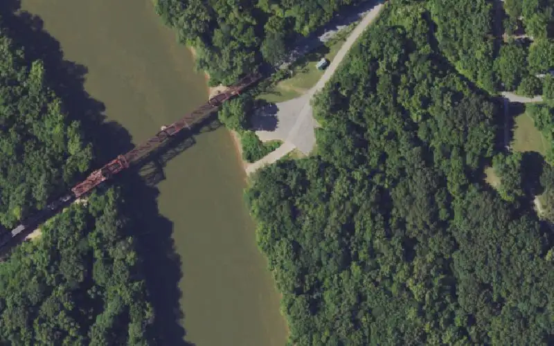 Aerial photo of the area around Rockport, Ohio County
