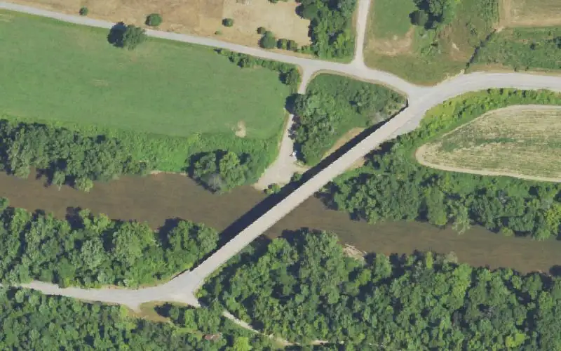Aerial photo of the area around Roy Spencer Ramp, Breathitt County