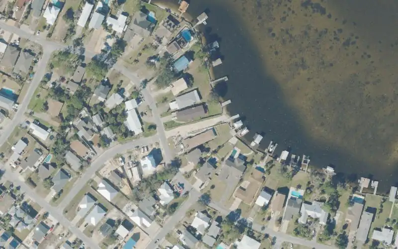 Aerial photo of the area around Safari Street Public Boat Ramp, Bay County