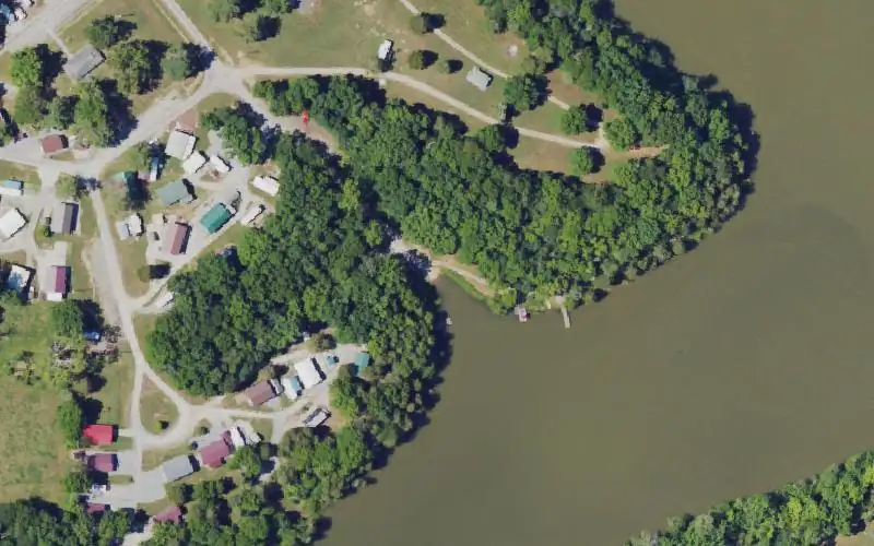Aerial photo of the area around Sand Lick ( Fox Valley Lake), Fleming County