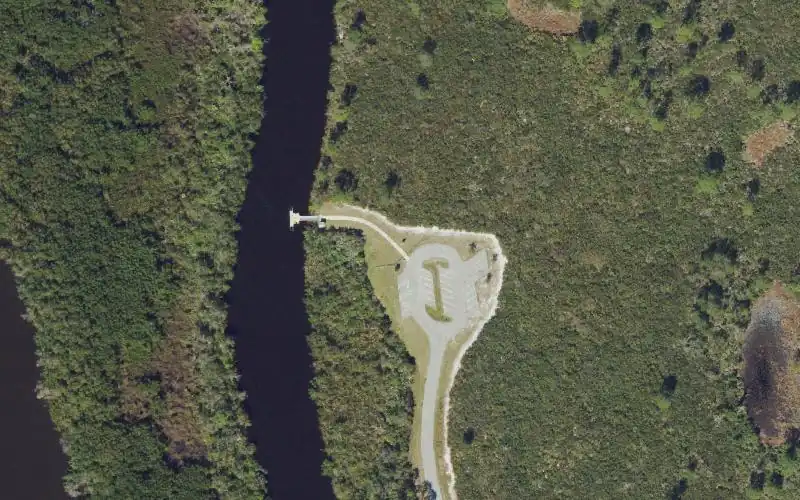 Aerial photo of the area around Savannas Preserve State Park - St Lucie River - Evans Creek Kayak Launch Dock, St. Lucie County