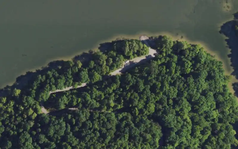 Aerial photo of the area around Sawyer Recreation Area, McCreary County