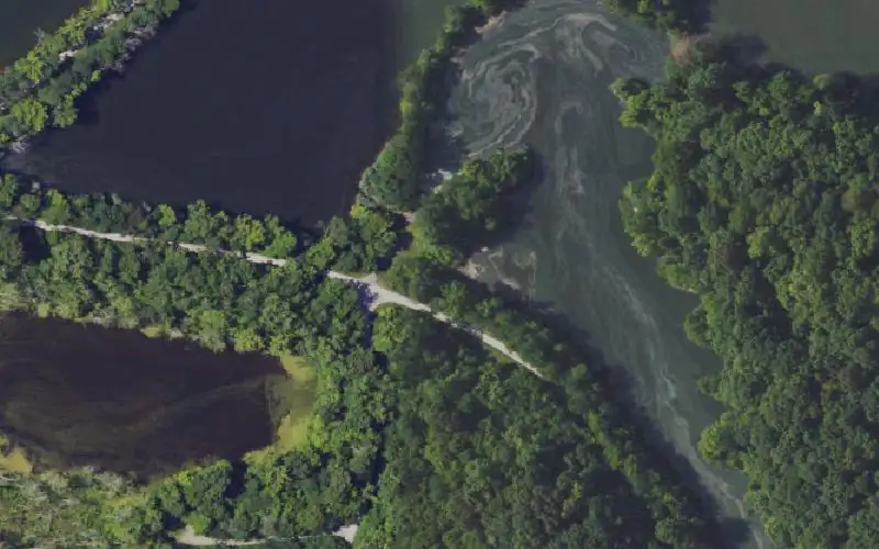 Aerial photo of the area around Screwhead Lake Ramp, Ohio County