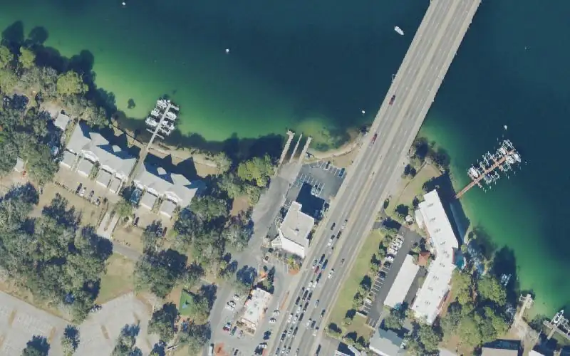 Aerial photo of the area around Sea Way Boat Ramp At Cinco Bayou, Okaloosa County