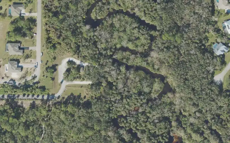 Aerial photo of the area around Sebastian River Canoe Launch, Indian River County