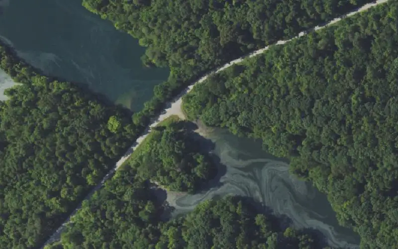 Aerial photo of the area around Sedge Lake Ramp, Ohio County