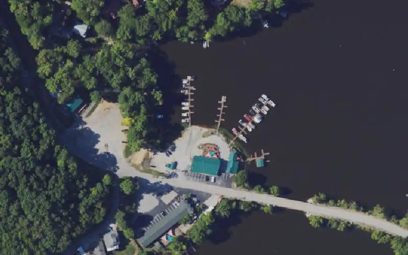 Aerial photo of the area around Shady Cliff, Logan County