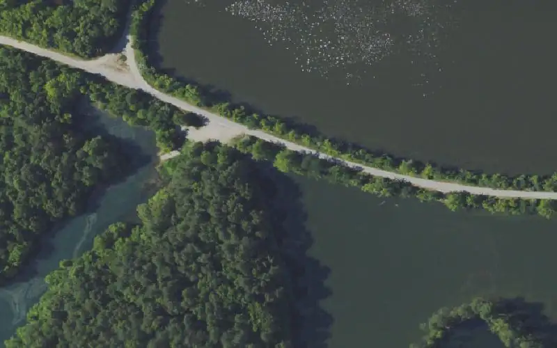 Aerial photo of the area around Shady Lake Ramp, Ohio County
