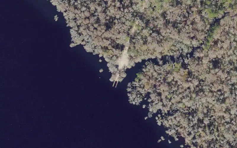 Aerial photo of the area around Shell Bluff Public Boat Ramp, Flagler County