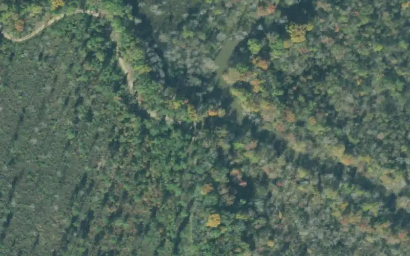 Aerial photo of the area around Shirley Flat, Hardin County
