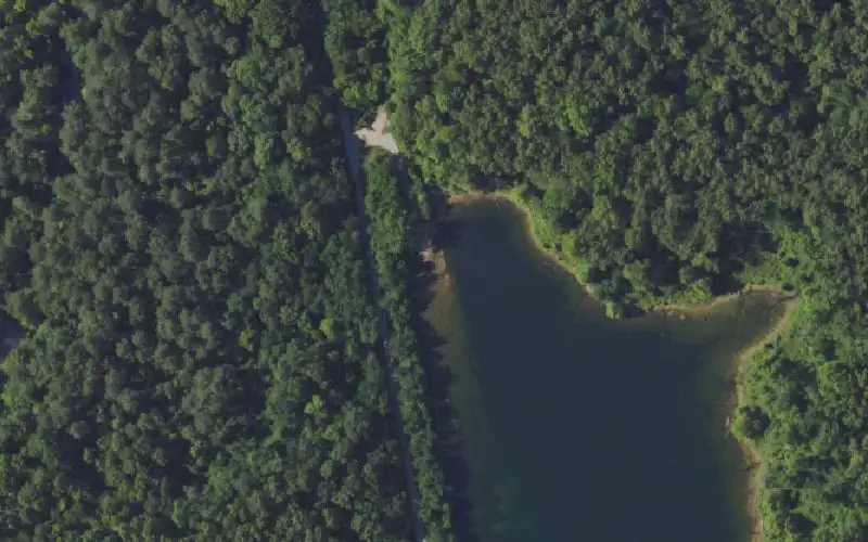 Aerial photo of the area around Skimmer Lake Ramp, Ohio County