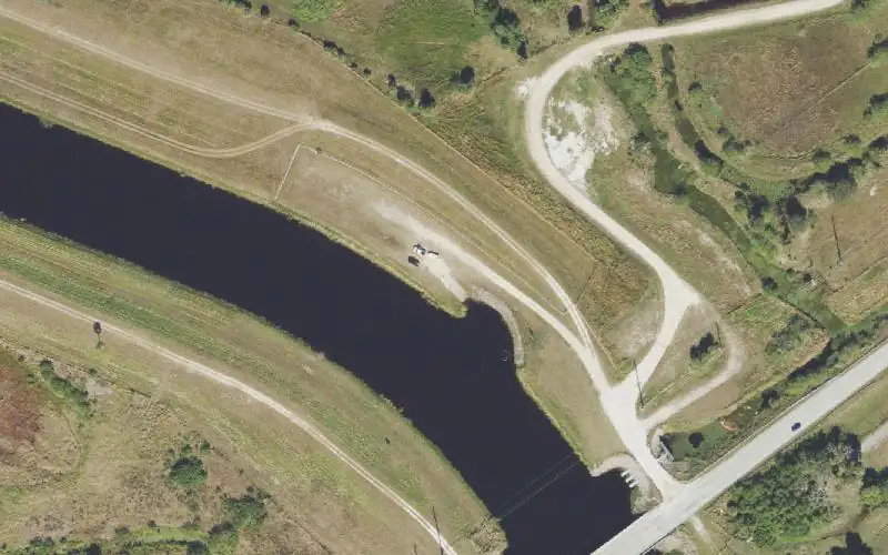 Aerial photo of the area around Slough Ditch (C-41A) at State Road 70, Highlands County