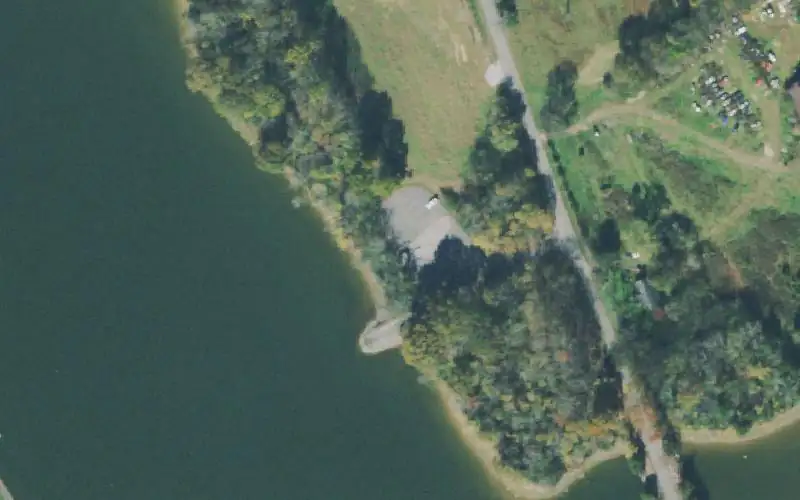 Aerial photo of the area around Smith's Bend Boat Ramp, Jackson County