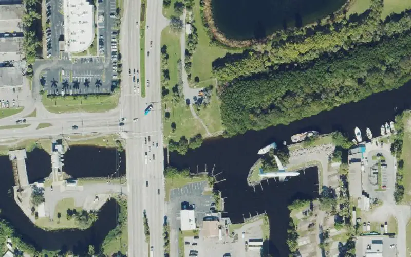 Aerial photo of the area around South Fork Canoe Launch, Broward County
