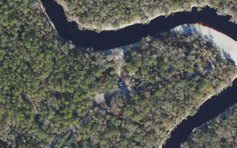 Aerial photo of the area around Spirit Of The Suwannee Music Park - Suwannee Canoe Outpost, Suwannee County
