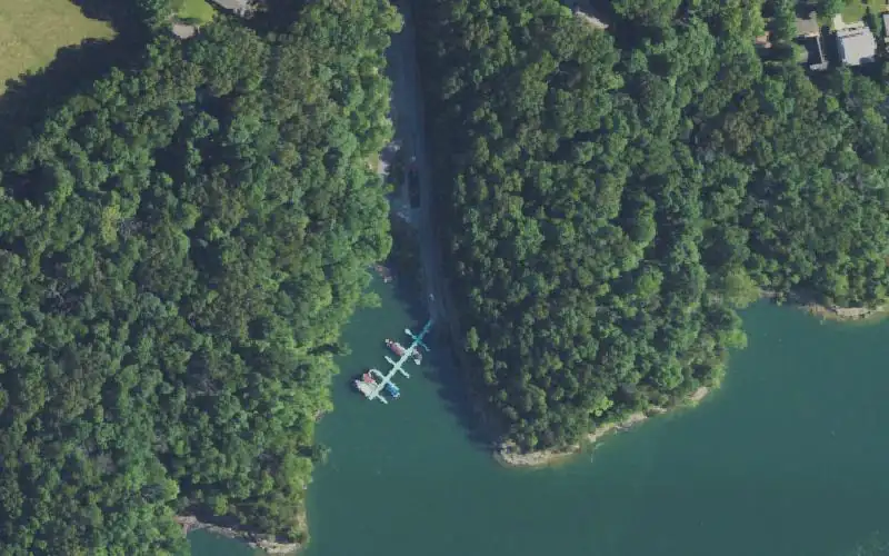 Aerial photo of the area around Spring Water Access, Pulaski County