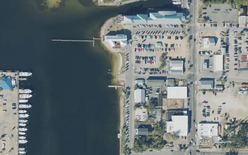 Aerial photo of the area around St. Andrews City Marina Public Boat Ramp, Bay County