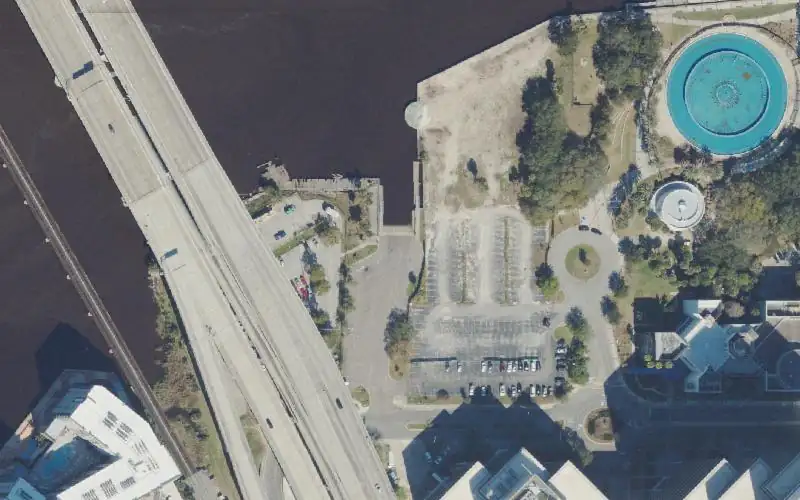 Aerial photo of the area around St Johns Marina (Downtown Jacksonville), Duval County