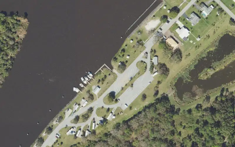Aerial photo of the area around St Lucie Lock Recreation Area, Martin County